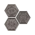 Obklad strieborný hexagon 25x29cm ZINC SILVER MIX DECOR